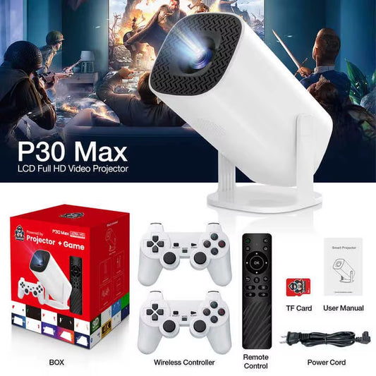 2025 Video Game Projectors P30 MAX Video Game Console 64GB 30000 Games Potable Projector 4K Output Dual Gamepad Retro Projectors