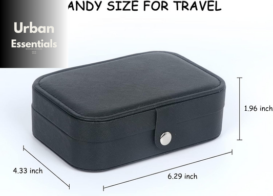 Travel Jewelry Box, Small Jewelry Organizer Boxes for Women Girls, 2 Layer Travel Jewlery Case, PU Leather Mini Portable Jewerly Storage Display Holder for Earrings, Ring, Necklaces, Bracelets Black 1
